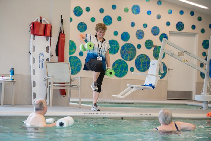 Seniors exercising in the pool